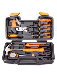 Buy Orange 39-Piece Tool Set - General Household Hand Tool Kit with Plastic Toolbox Storage Case in UAE