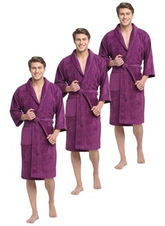 Buy 3 Pieces Purple Colour Dressing Gown  Bathrobe Large Size Nightwear in UAE