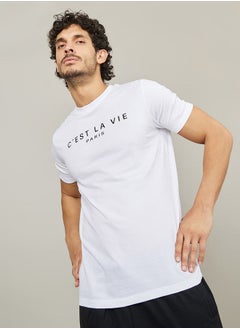 Buy C'est La Vie Slogan Regular Fit T-Shirt in Saudi Arabia