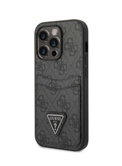 اشتري Guess PU Leather Case with Double Card Slot 4G Double Triangle Logo for iPhone 15Promax - Black في الامارات