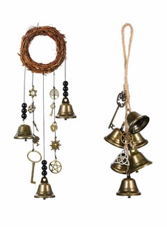 اشتري Witch Bells, 2 PCS Wiccan Magic Wind Chimes Witchcraft Decor Gifts Home Room Door Knob Decorative Protection Kitchen Witches Runes Supplies, Witchy Things Clear Negative Energy في الامارات