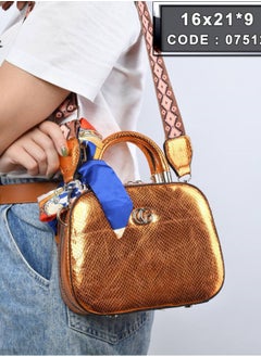 Buy Luxury women's leather bag, shiny havan color in Egypt