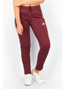 Buy Women Sportswear Fit Stripe Outdoor Tapered Track Pants, Maroon/White in UAE