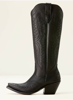 Buy Cowboy Boots For Women Western Embroidered Cowgirl Boots Chunky Heel Wide Tube Boots Pull on Pointy Toe Vintage Boots Solid Black in Saudi Arabia