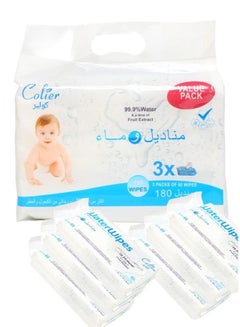 Buy ً99.9% Water Baby Wipes, 6 packas  OF 60 (360 Wipes) in Saudi Arabia
