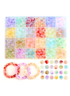 Buy 480 Pcs 8mm Glass Beads for Jewelry Making, 24 Colors Crystal Beads Bracelet Making Kit for Bracelet Making and DIY Crafts, Candy Style Perfect Beading Supplies for DIY Jewelry in Saudi Arabia