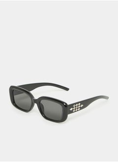 Buy Full Rim Rectangle Sunglasses with Embellished Temple Detail in Saudi Arabia