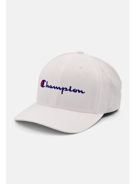 Buy Men Embroidered Brand Logo Elastic Cap, White in Saudi Arabia