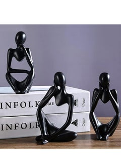 Buy Thinker Statues and Sculptures, Sandstone Resin Thinker Statue Ornaments, Abstract Style Sculptures, Housewarming Gifts, Housewarming Decorations, Living Room Desk Decor (3 PCS, Black) in Saudi Arabia