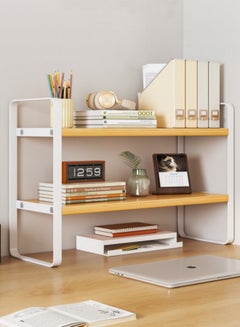 Buy Two Shelf Wood Desktop Storage Rack in UAE