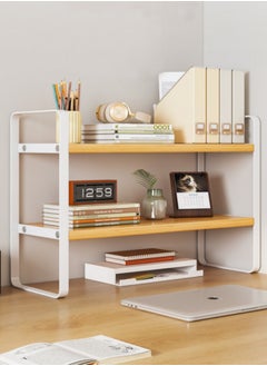 Buy Two Shelf Wood Desktop Storage Rack in UAE