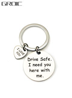 اشتري Car Keychain Birthday Gifts for Boyfriend Husband Love Keychain Valentines Gifts for Wife Girlfriend Anniversary Present,''drive safe i need you here with me'' Key Chain في الامارات