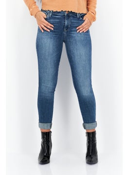 اشتري Women Skinny Fit Mid Waist Stretchable Denim Jean, Blue في الامارات