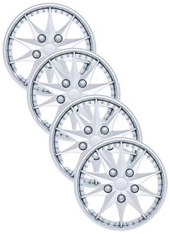 Buy EMTC Taiwan Wheel Cover Pack of 4 | 15" Inch | EM-3098 Silver Universal Nested Style in UAE