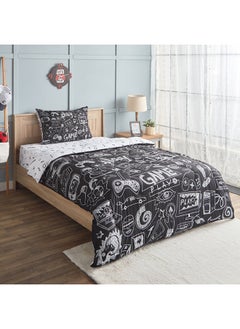 اشتري Gaming Doodle Soiree 2-Piece Microfibre Twin Comforter Set 160 x 220 cm في الامارات