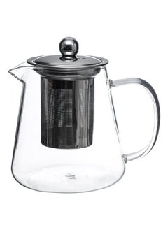 Buy Elegant Design Glass Teapot Clear and Black 800 ml 160519 in Saudi Arabia