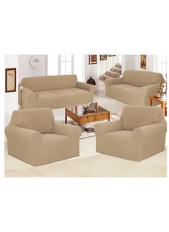 Buy Stretch Fit 7 Seater Sofa Cover Set 3211 Combination Soft Brushed Fabric Couch Cover Exquisitely Full Coverage Furniture Protector Slipcover Seven Seater Fits on Standard and Recliner Sofa Sand Beige in UAE