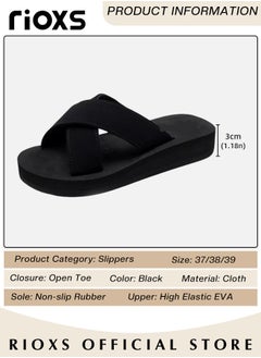 Buy Women's Fashion Wedge Slippers Casual Non-Slip Flat Sandals For Indoor Or Outdoor Use With Cross Strap in Saudi Arabia