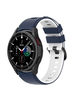 Buy Silicone Strap With Buckle Compatible with Samsung Galaxy Watch 6 Classic 47/43mm | 5 Pro 45mm | 4 Classic 46/42mm | Watch 6/5/4 44/40mm, Special strap No Gap design (Blue/White) in Egypt