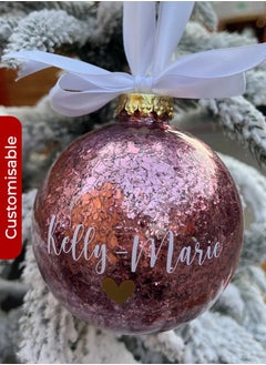 Buy Customisable 10 cm Pink Christmas Bauble – Elegant Personalised Holiday Ornament in UAE