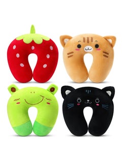 اشتري Neck Pillows for Kids - Set of 4 Soft U-Shaped Pillows,Car Seat Comfortable PP Cotton Pillow for Airplane Sleeping Children Gift في الامارات