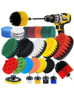 اشتري 45 Piece Drill Brush Attachment Set, All Purpose Power Clean Scrubber Brush, Scrub Pads, Scouring Pads & Sponge for Bathroom, Kitchen, Grout, Tub, Tile, Corners, Auto في السعودية