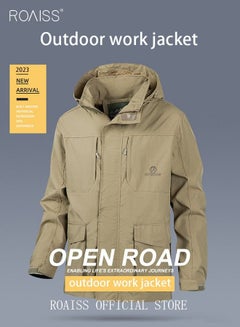 Buy Men'S Casual Loose Windproof Jacket Solid Sports Hoodie Lightweight Outdoor Hiking Zipper Jacket in Saudi Arabia