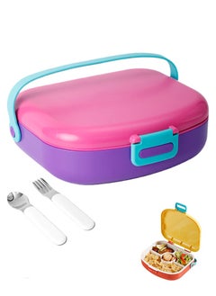 Buy Kids Bento Lunch Box, Lunch Containers for School with 4 Compartments, Utensils, Sauce Container and Handle, 1300ml in Saudi Arabia