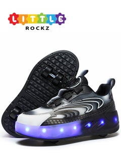 اشتري Double Wheel LED Flash Light Fashion Shiny Sneaker Skate Heelys Shoes With Lightning Sole في الامارات