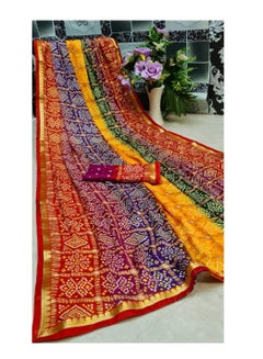 Buy Silk GhatChola And Badhani Combination Multicolour Saree With Unstitched Blouse in UAE