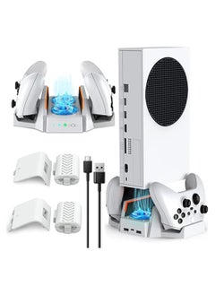 اشتري Cooling Stand for Xbox Series S, Vertical Cooling and Charging Stand, 3 Speeds with LED Indicators, Dual Controller USB Ports 2 x 800mAh Rechargeable Batteries for XSX|S/One S/One X/One في السعودية