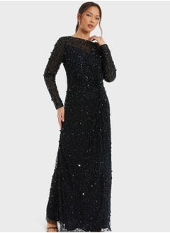 Buy Embellished Mesh Knitted Dress in Saudi Arabia