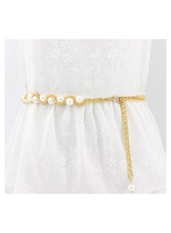 اشتري New Womens Pearl Fashion Versatile Decorative Dress Summer Skirt Small Belt في الامارات