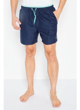 Buy Men Plain Drawstring Boardshort, Navy in UAE