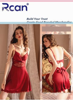 Buy Fashion French Style Palace Lingerie For Women's Home Underwear Silky Soft Satin Backless Sling Ladies Boudoir Dress Sleepwear Nightdress Cute Babydoll in Saudi Arabia