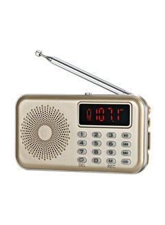 Buy Portable Fm Radio Mini Digital Radio Music Player With Speaker Gold in Saudi Arabia