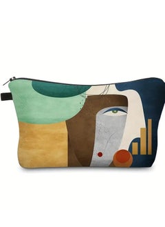 Buy Waterprooof Makeup Bag for Women Roomy Travel Toiletry Bag with Fashionable Abstract Figure Design in UAE