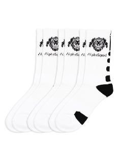 Buy AlphaSquad Unisex Solid Cotton Cushion Comfort Crew Socks, White Pack of 3 (Free Size) in UAE