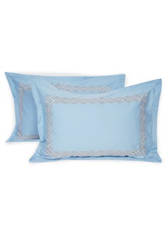 اشتري Luxurious Embroidered 400 Thread Count 100 Percent Cotton Pillow Case Set of 2 في السعودية