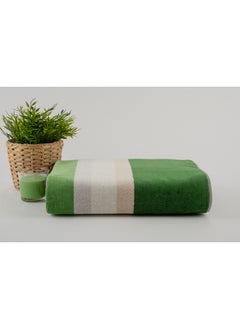 Buy Cross Stripe 500 Gsm 100% Cotton Terry -Cross Stripe Design1 Bath Towel 70X140 CmLuxury Touch Extra Absorbent-Green in UAE