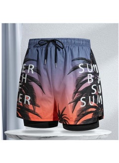 اشتري Fashionable Men's Double-Layer Quick Drying Beach Swimming Shorts في الامارات