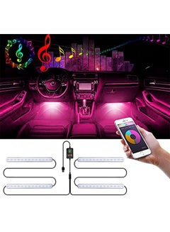 Buy Car interior light, LED car light,48 LED lights, 8 RGB colors, music mode, application control car light kit, DIY mode, and music synchronization under the dashboard car lighting with USB adaptor. in UAE