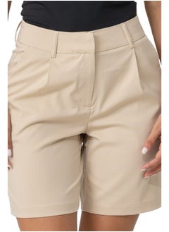 Buy Beige High-Waisted Tailored Shorts - Elegant Summer Shorts in UAE