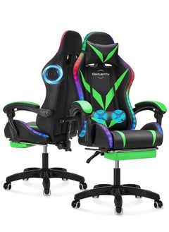 اشتري Gaming Chair with Bluetooth Speakers and RGB LED Lights, Ergonomic Massage Video Game Chair, Computer Chair with Footrest, High Back Desk Chair with Lumbar Support في السعودية