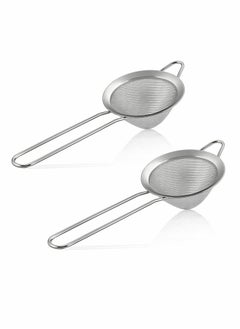 اشتري Fine Mesh Strainer 2 Pcs 3.3 Inches Stainless Steel Tea Strainer with Long Handle Small Conical Mesh Strainers Sieve for Cocktail Coffee Food Rust Proof Easy to Clean (Silver) في السعودية