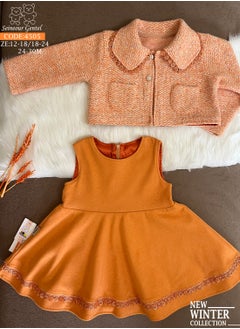 Buy Girls Off the Shoulder Dress with Pleated Skirt and Satin Skirt Lining Orange by Senior Gentle in Egypt