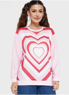 Buy Heart Print Sweatshirt in Saudi Arabia