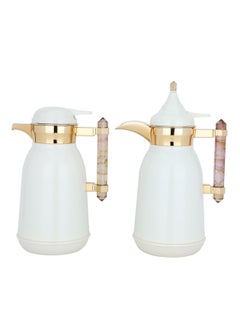 Buy Thermos Set with Pearlescent Gold Mouth And Pink Marble Handle 2H in Saudi Arabia
