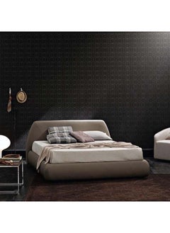 Buy Brown Velvet Serenity: Swedish Wood Super King Bed (200x200x125) by Alhome in Saudi Arabia