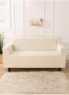 Buy 3-Seater Wrinkle-Free Full Coverage Stretchable Sofa Slipcover Beige 185-230 cm in UAE